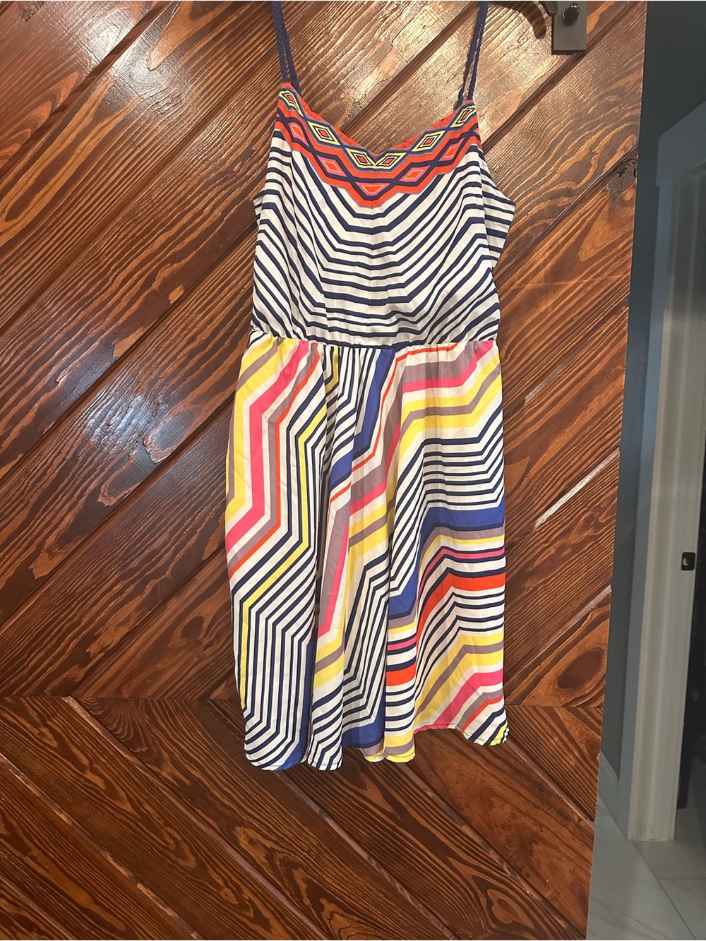 LC Lauren Conrad Striped Multicolor Sundress with Embroidered Neckline